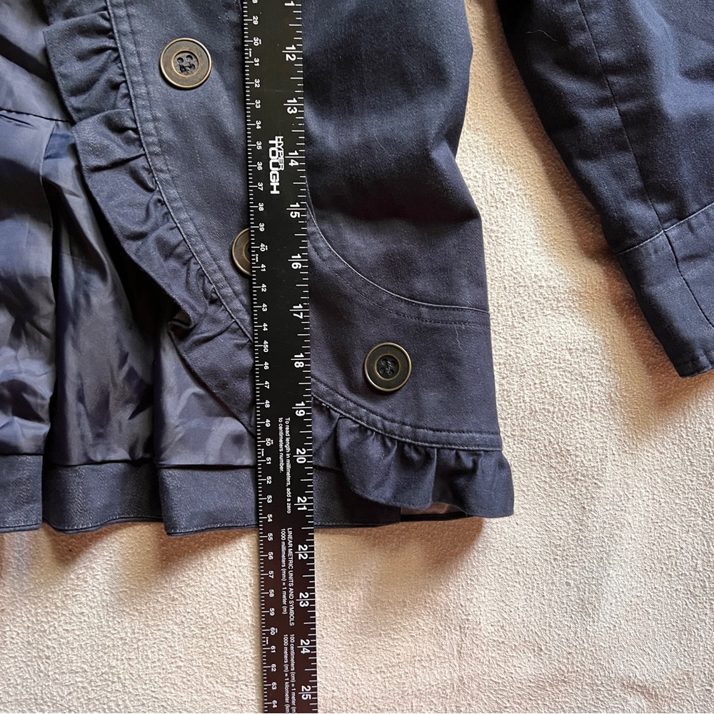 Navy Ruffled Button-Up Jacket - Picture 8 of 8